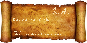 Kovacsics Andor névjegykártya