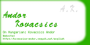 andor kovacsics business card